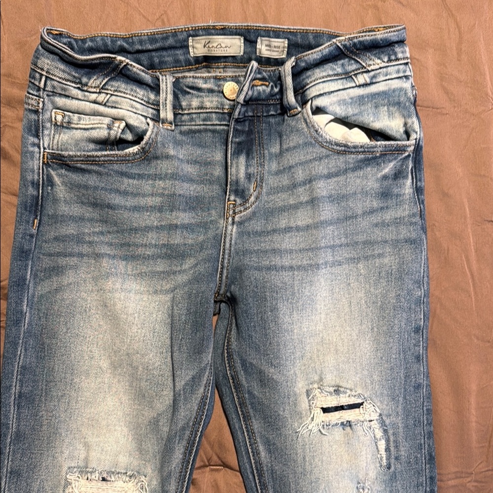 KanCan Women's mid rise Distressed Skinny Jeans